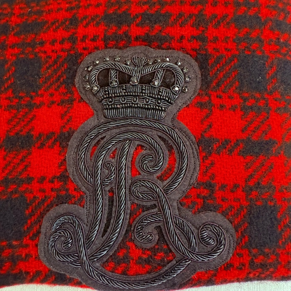Polo Ralph Lauren Red and Black Plaid Wool Blend Scarf Made in Italy - Picture 4 of 8